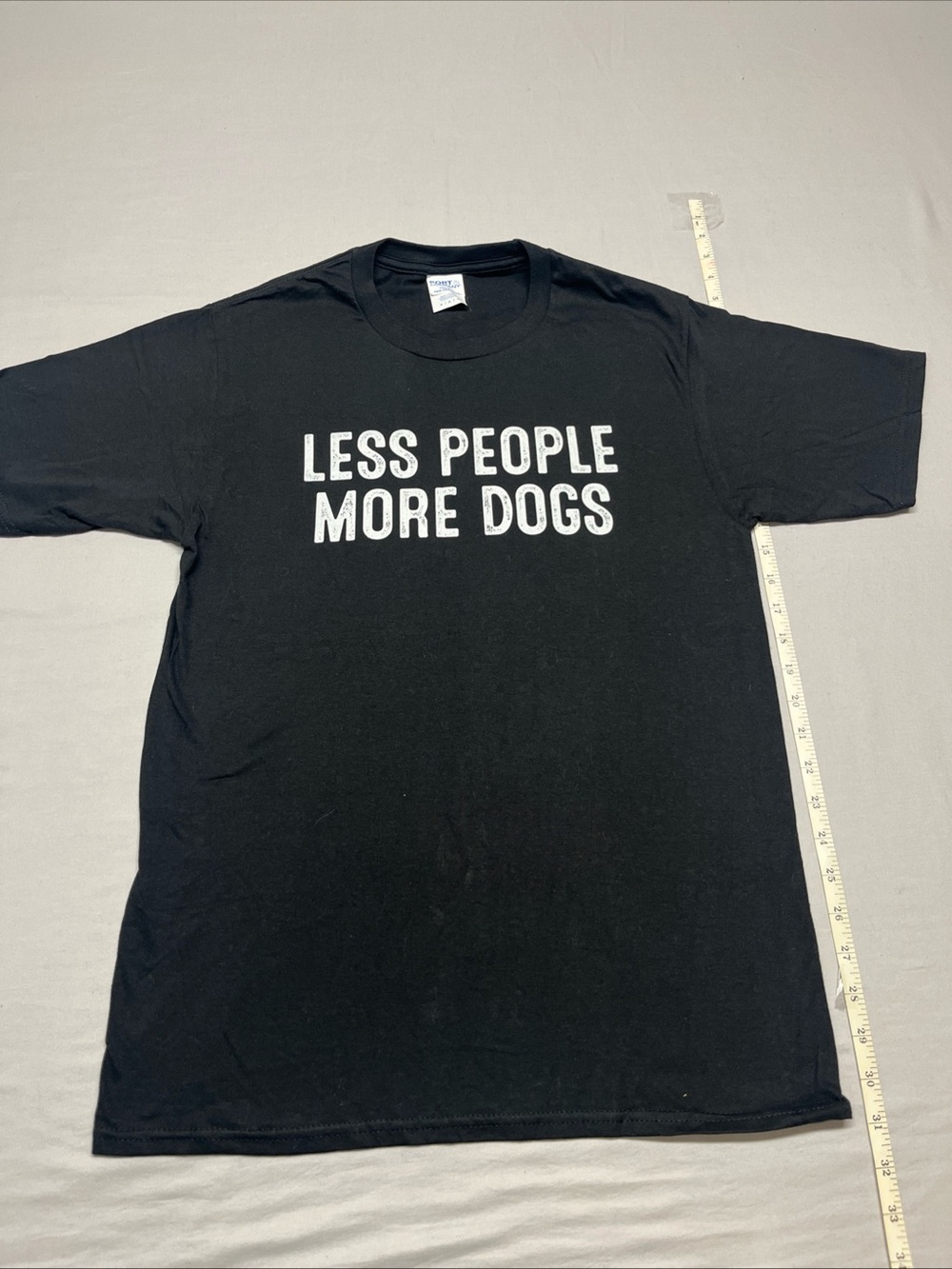 Port and Company Black Tee with White "LESS PEOPLE MORE DOGS" Slogan P107
